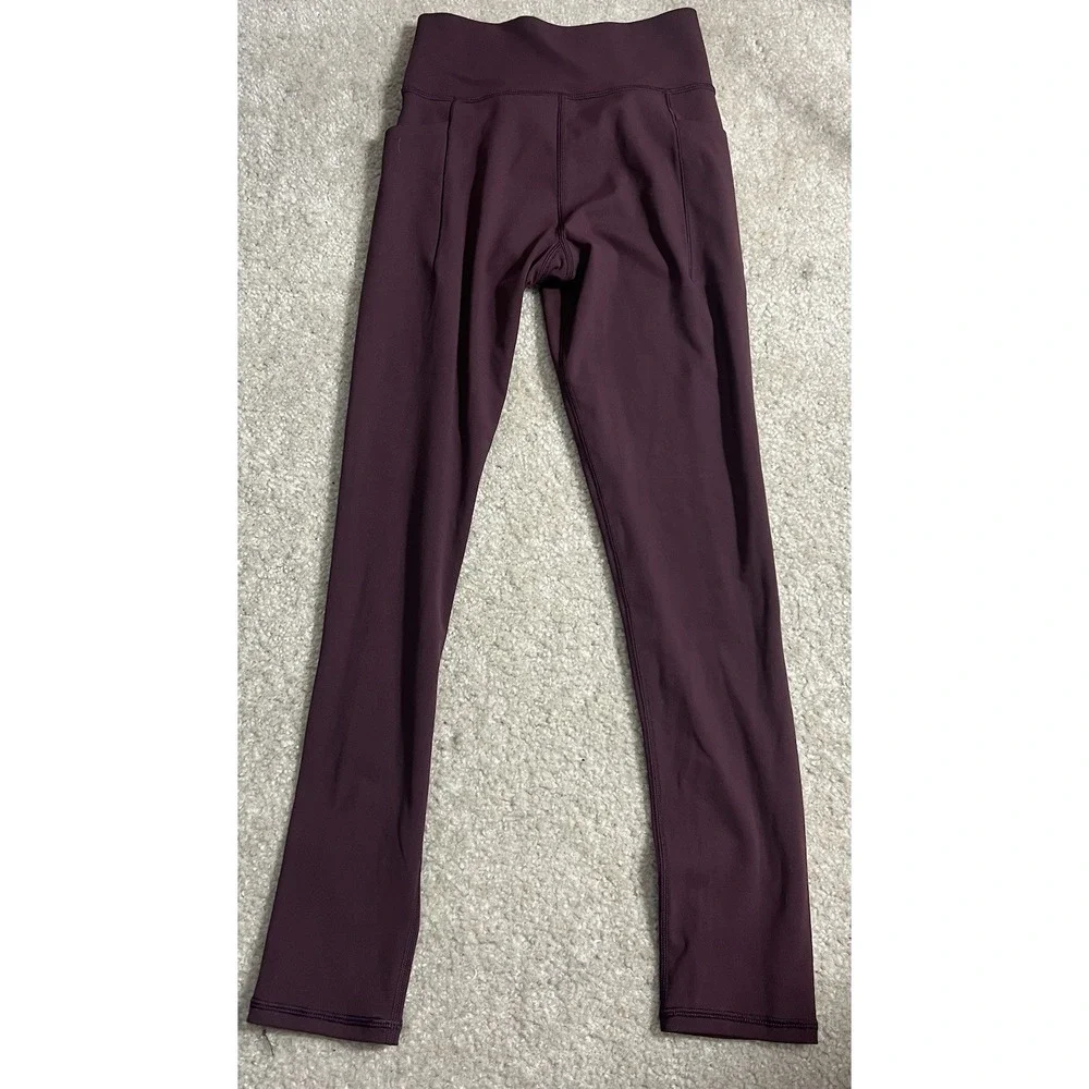 Linksoul Womens High‎ Rise Activewear Leggings Pockets LSW604 Size S Burgundy